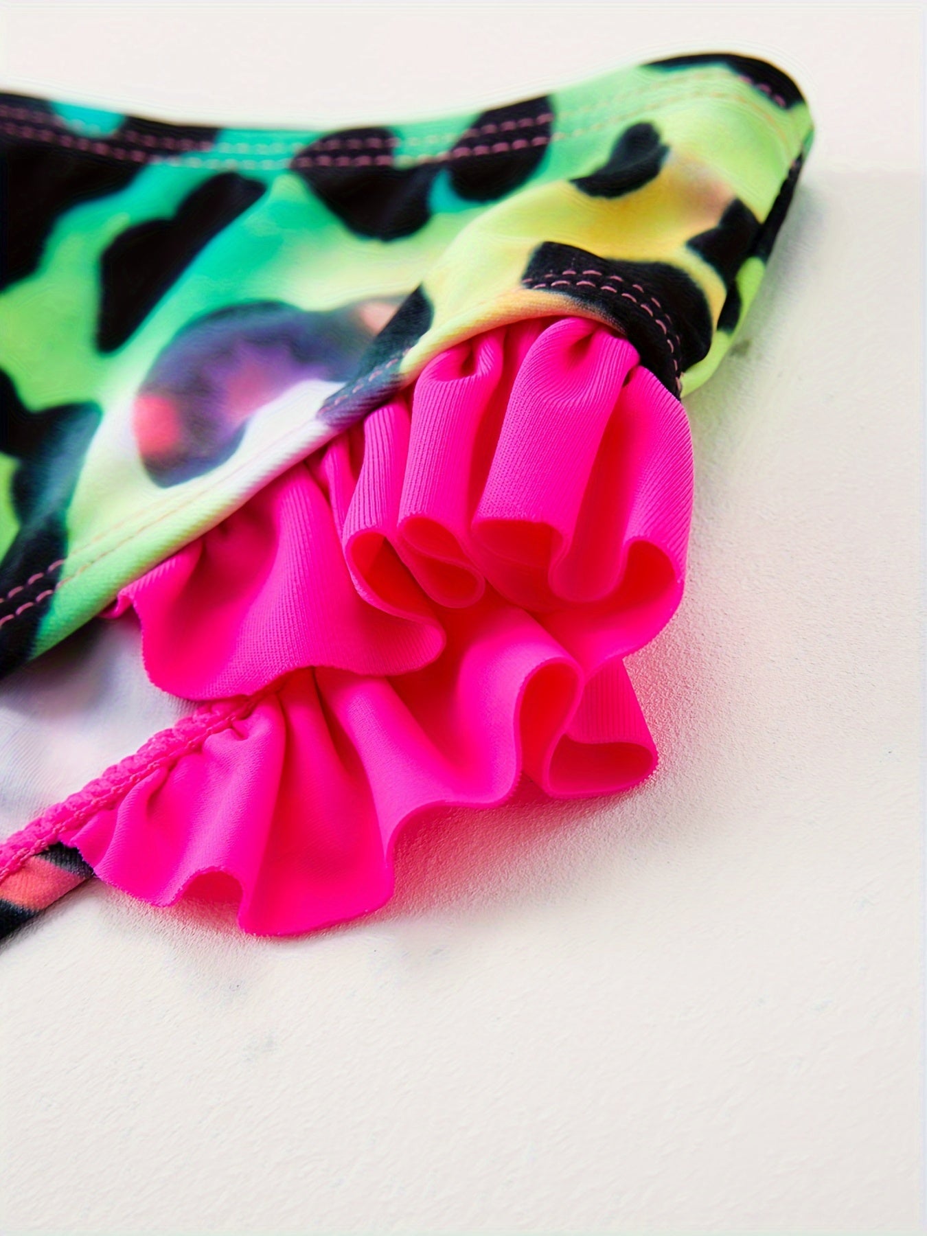 Summer Fashionable Off-shoulder Cute Butterfly Bow Leopard Print Girls Bikini