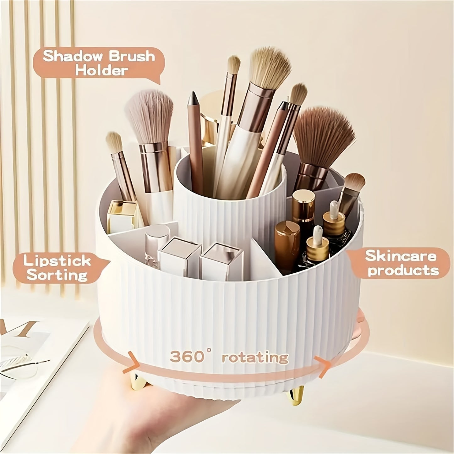 Rotating Makeup Organizer with 5-Tier Compartments