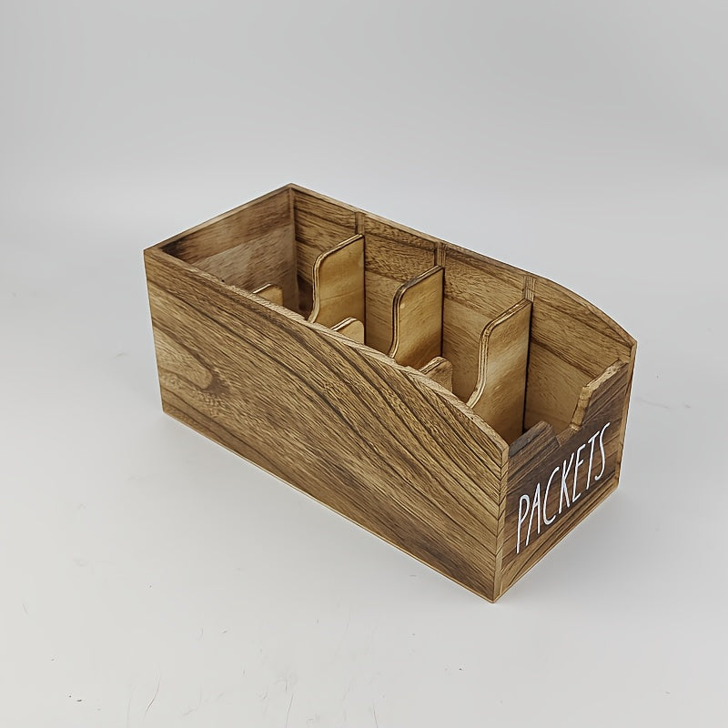 Rustic 4-Compartment Wooden Spice Organizer
