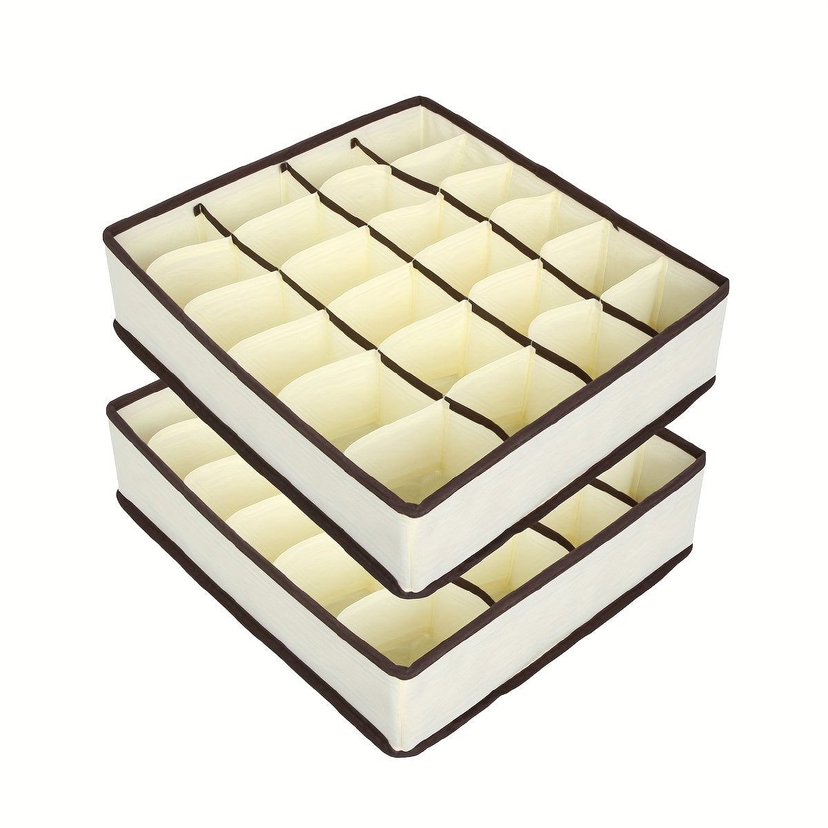 Gray Fabric Storage Boxes | Foldable & Stackable Organizer with 24 Compartments for Socks