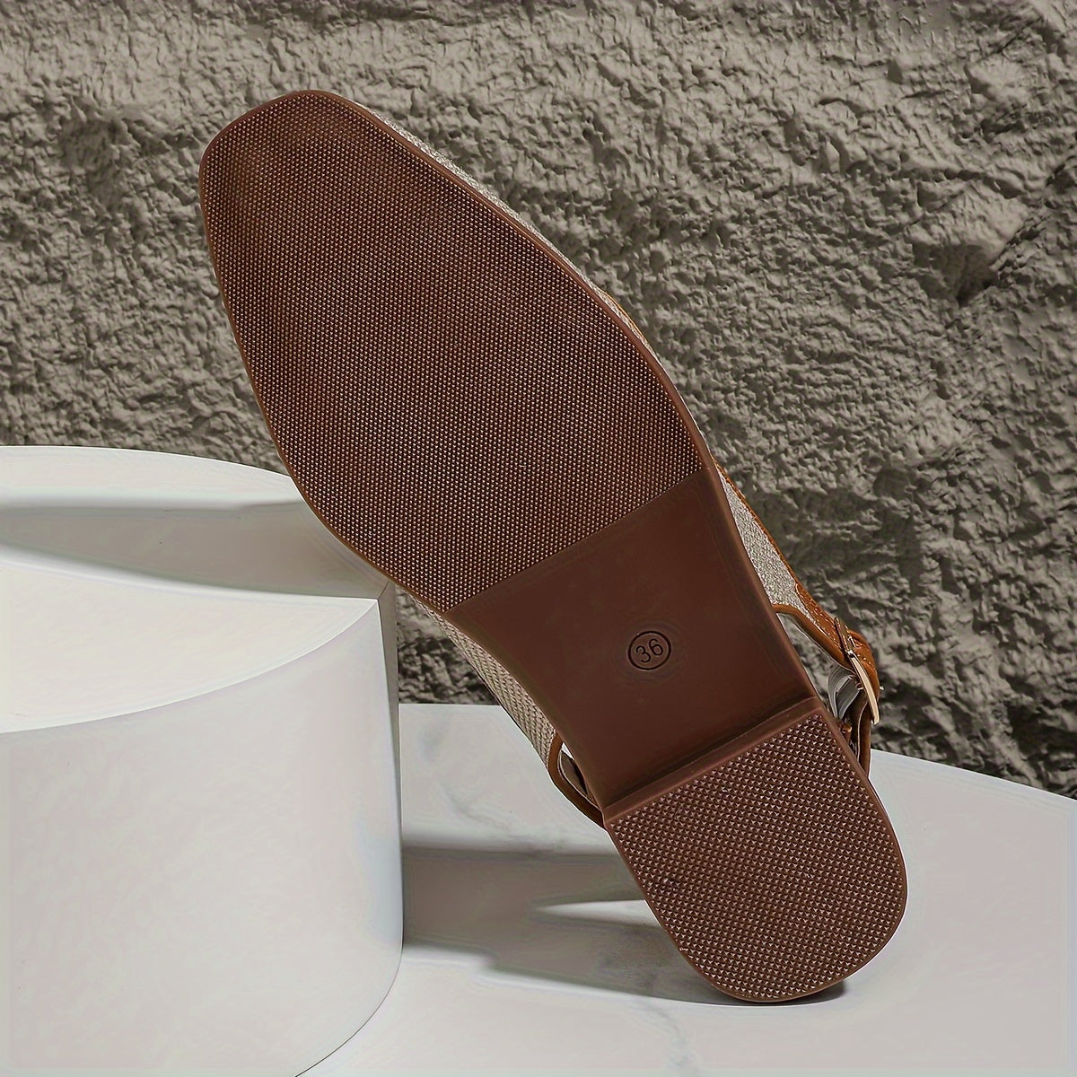 Women's Metallic Buckle Decor Flat Sandals, Elegant Square Toe Buckle Strap Shoes