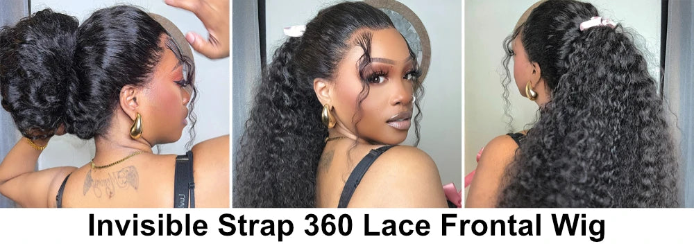Invisible Strap 360 Lace Frontal Water Wave Wig Pre Plucked Pre Cut Pre Bleached Glueless