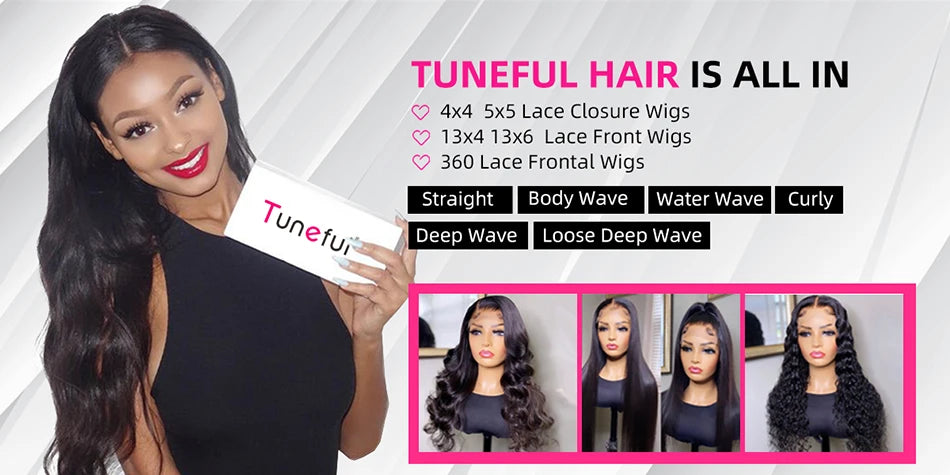 Tuneful 13x6 Lace Frontal Human Hair Wigs Straight 30 Inch Pre Plucked HD Lace Front Human Hair Wigs Glueless Wigs Ready To Wear