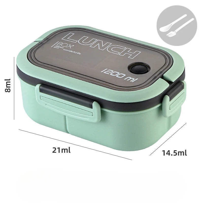 1200ML Double-layer Lunch Box Portable Compartment Food Box Microwave