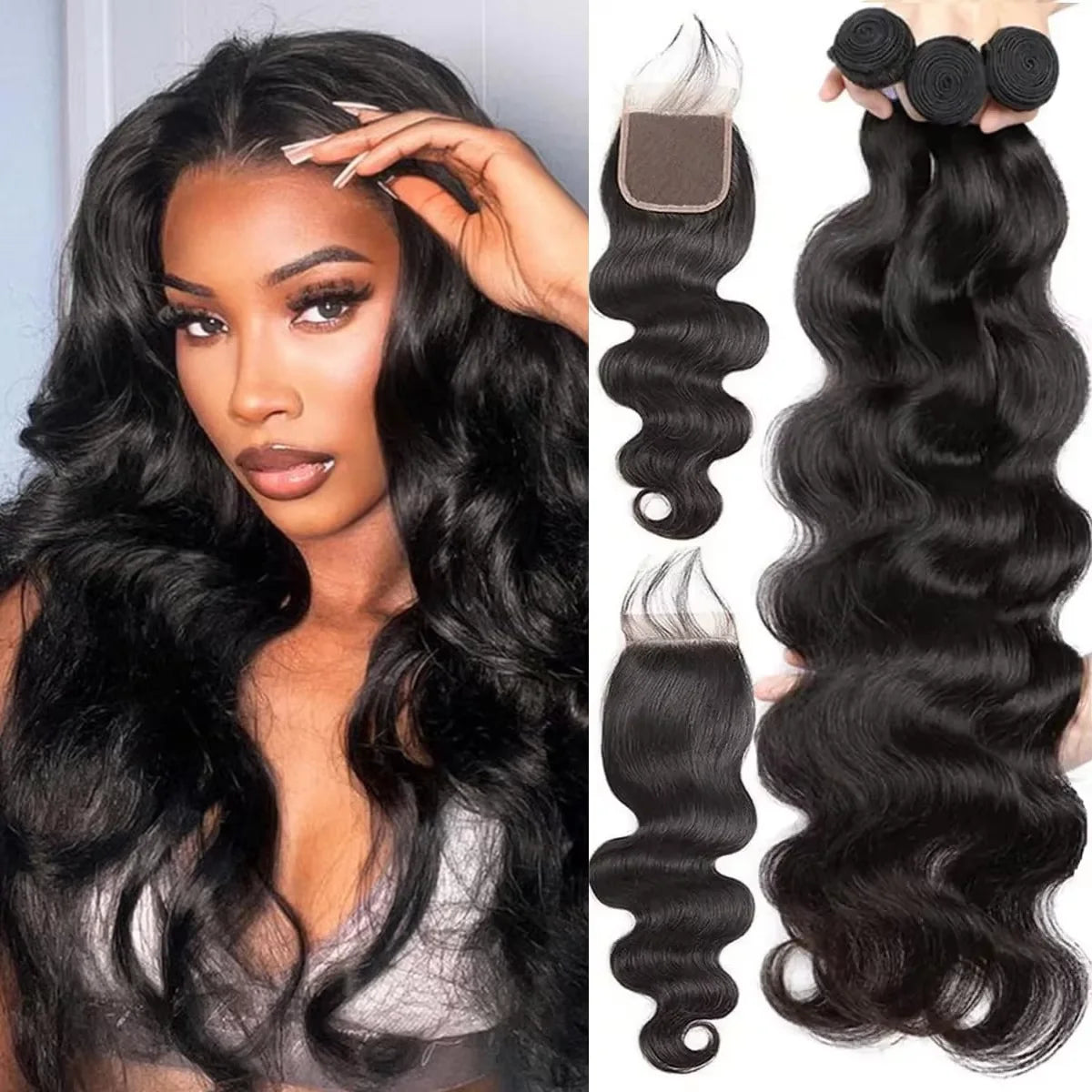 Ombre Color Body Wave Human Hair Bundles with closure 100% Unprocessed Virgin Hair 1b/4/27 Colored Bundles human Hair Extension