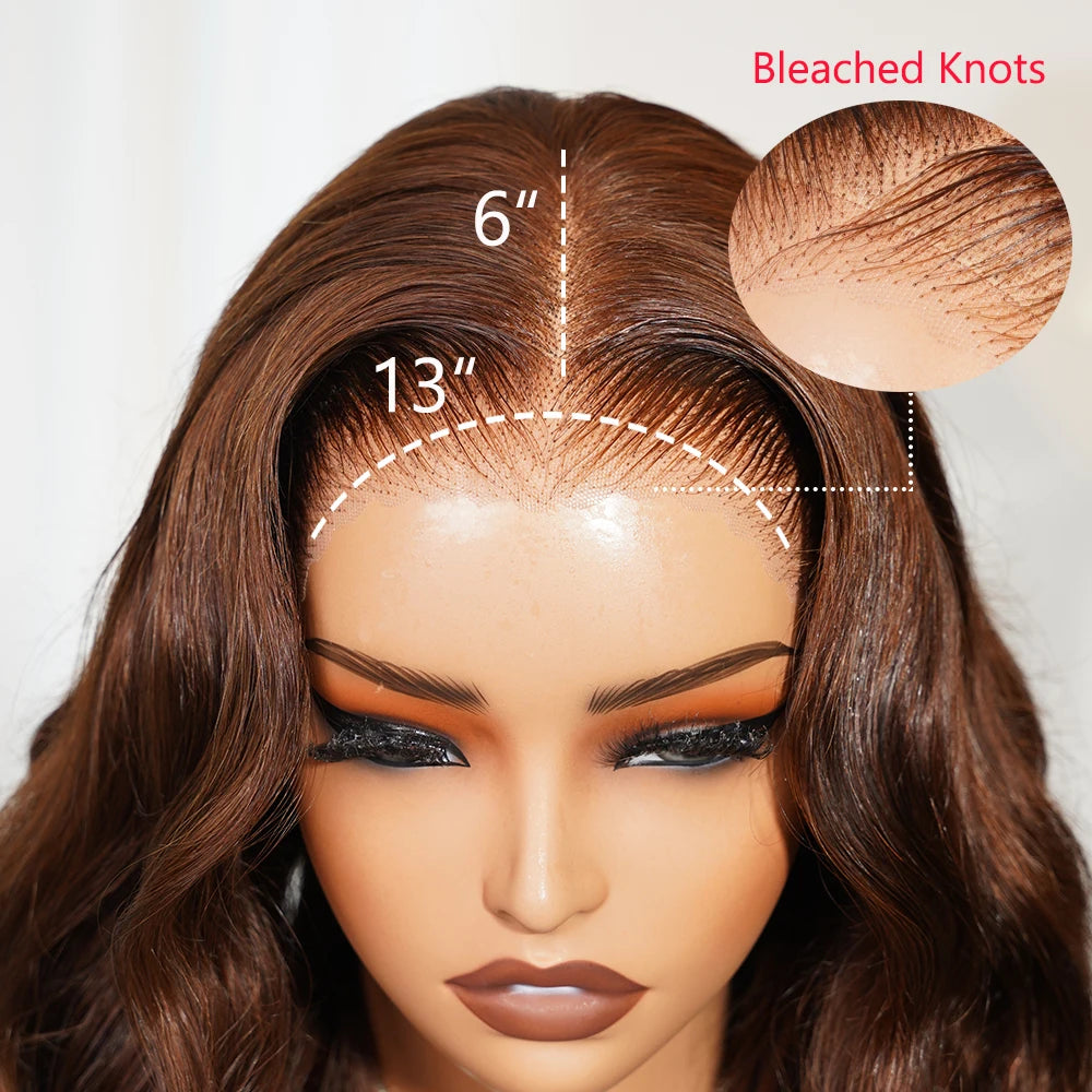 13x6 Wear and Go Chocolate Brown Glueless Wig Body Wave Lace Front Wigs