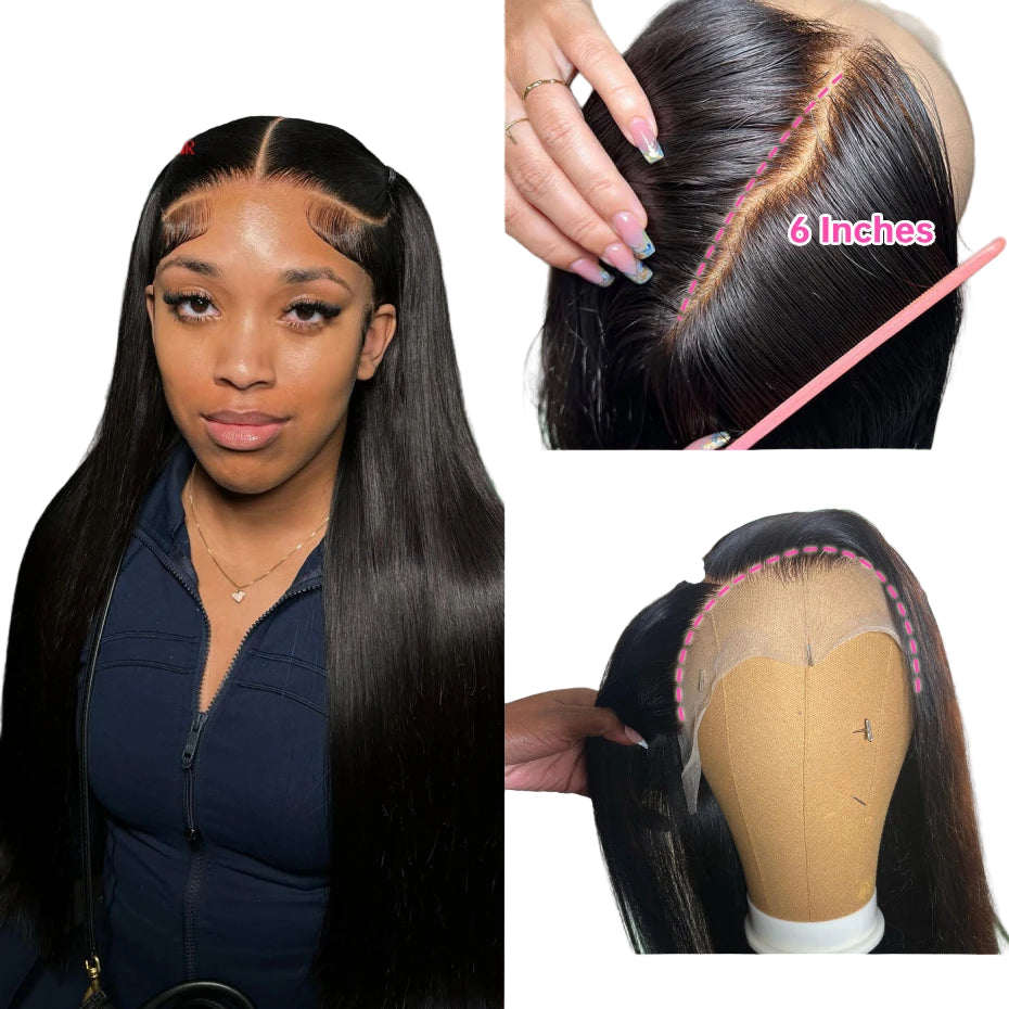 13x4 Lagos Hairline Wig 13x6 360 Lace Front Human Hair Wig 1B Straight