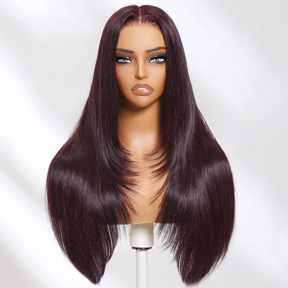 UNICE Black Cherry Colored Human Hair Wigs 7x5 & 13x4 Pre Cut Pre Bleached Glueless Wig Human hair Ready To Wear 150% Density