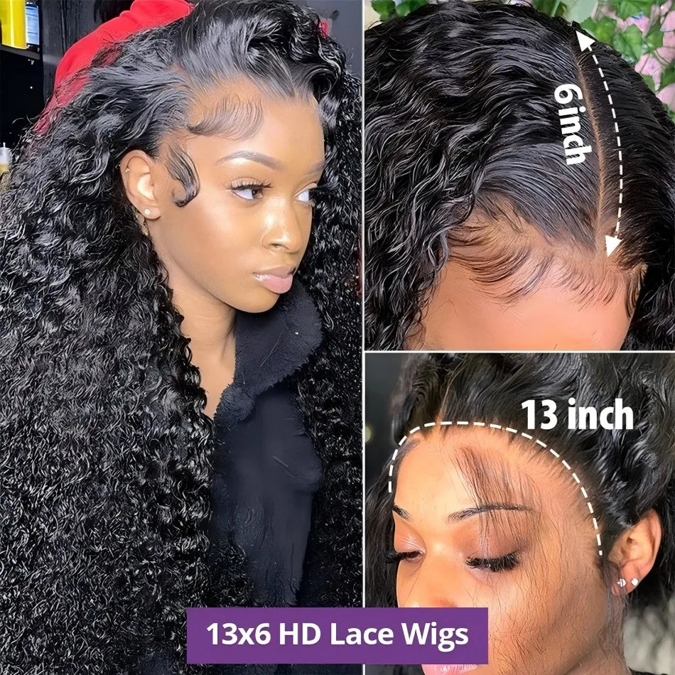 Deep Wave Human Hair Wigs 13X6 HD Lace Frontal Wig Water Wave Lace Front Wigs Curly Brazilian Wigs 200 Density