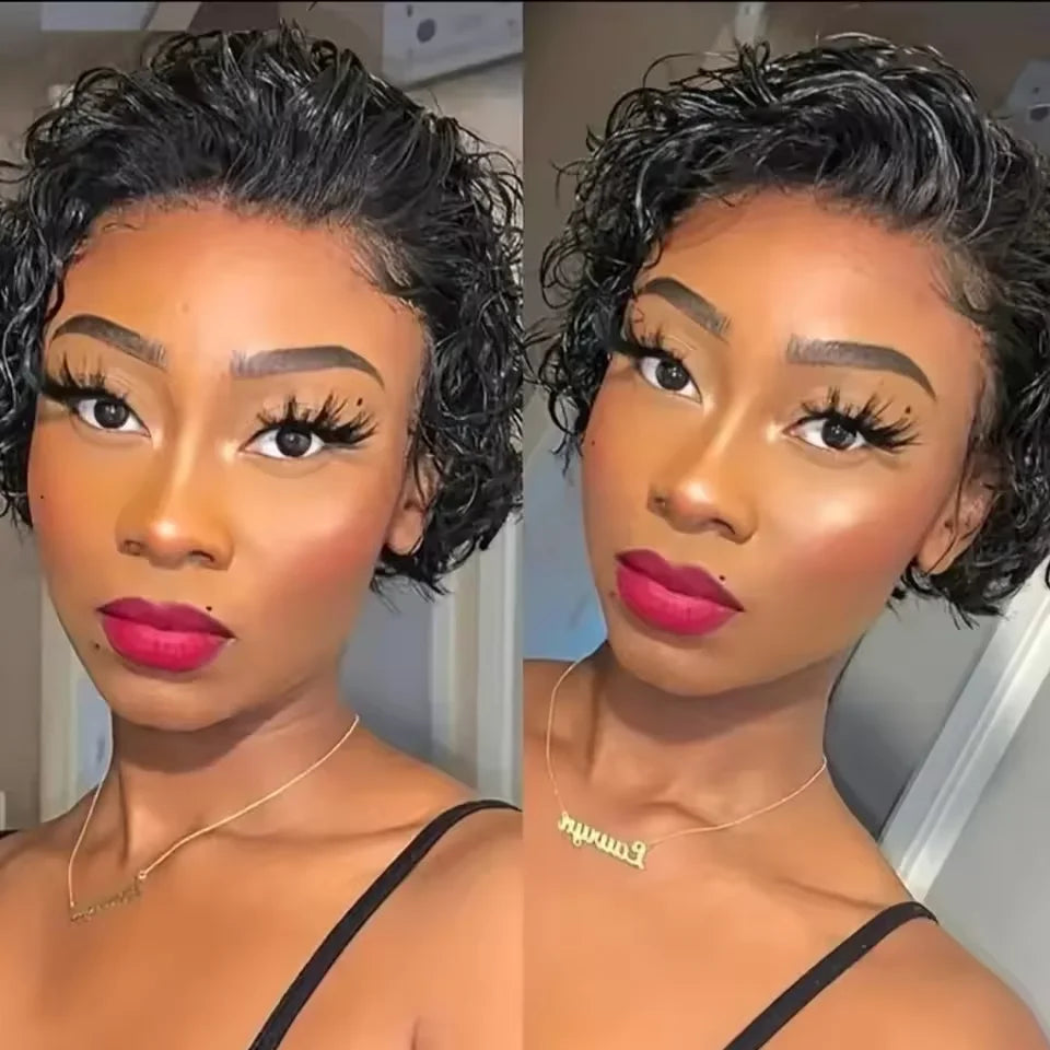 Pixie Cut Wigs Human Hair Short Curly Lace Front Human Hair Wigs Brazilian 13x1 Transparent Lace