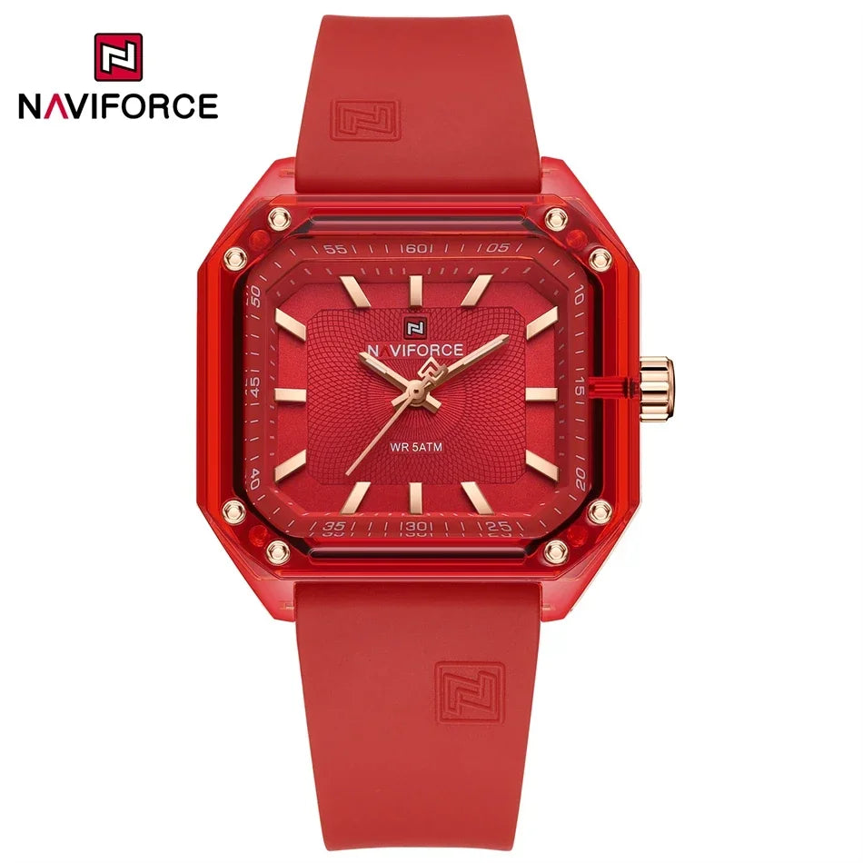 NAVIFORCE NF7106 Fashion Watch Simple Square Dial Silicone Strap Quartz