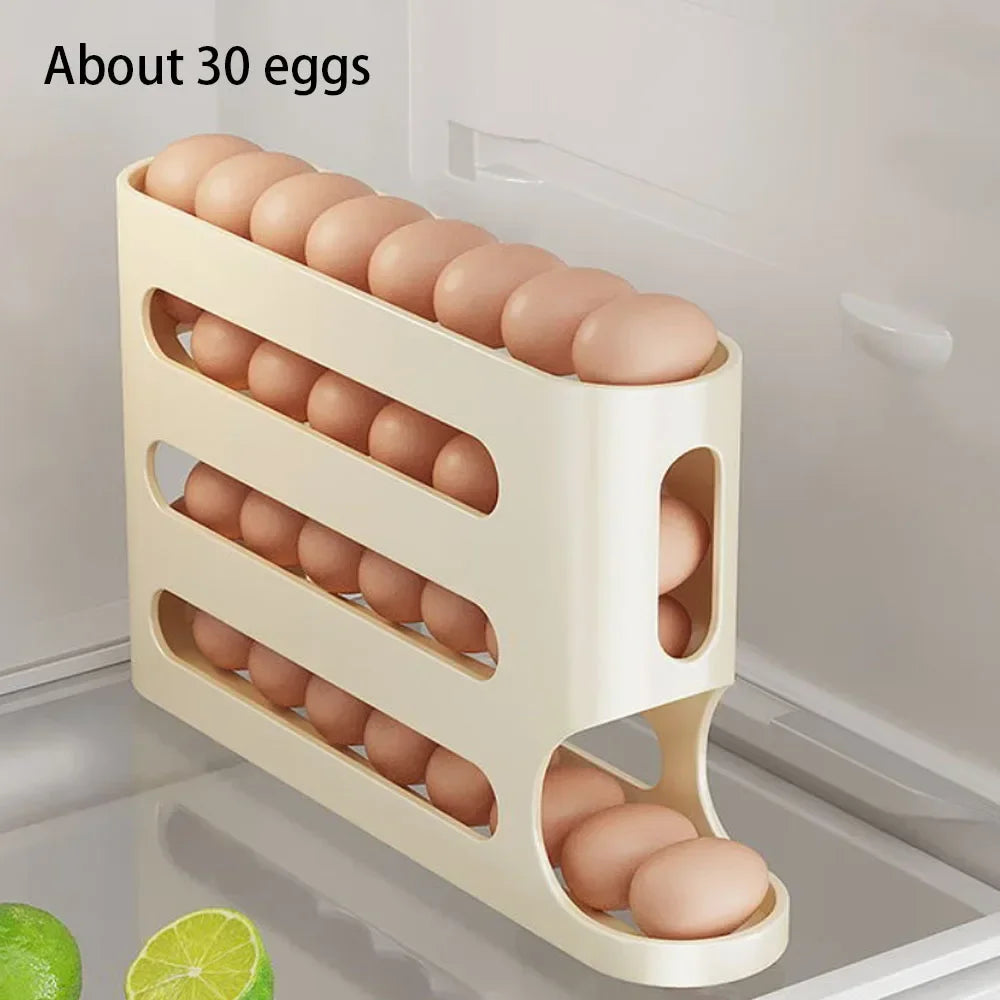 4 Layers Automatic Rolling Egg Holder Rack Fridge