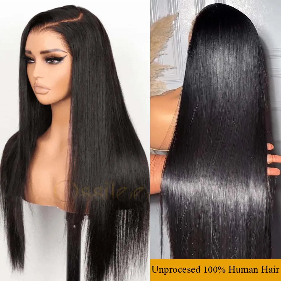 Density Pull Go Glueless Wigs with Elastic Drawstring Straight 13x6 HD Lace Front Human Hair