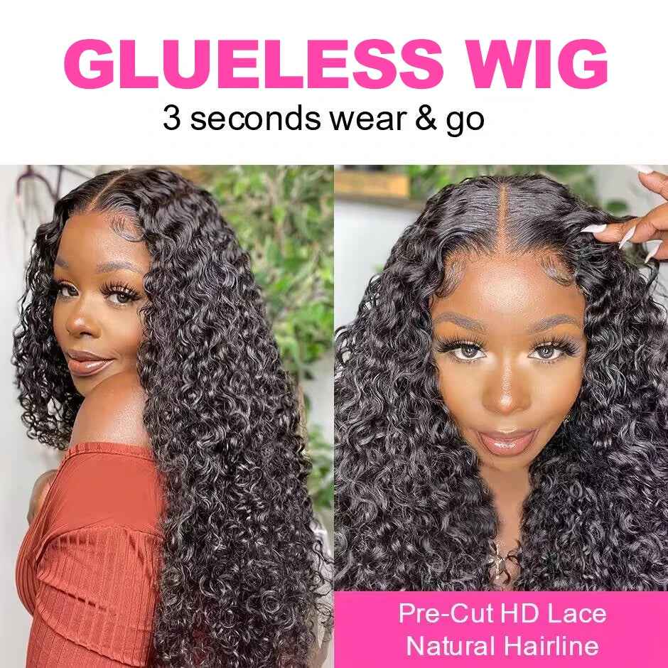 Water Wave Glueless 13*4 Wig Lace Wig 180% Pre-Plucked Natural Wave Wear Go