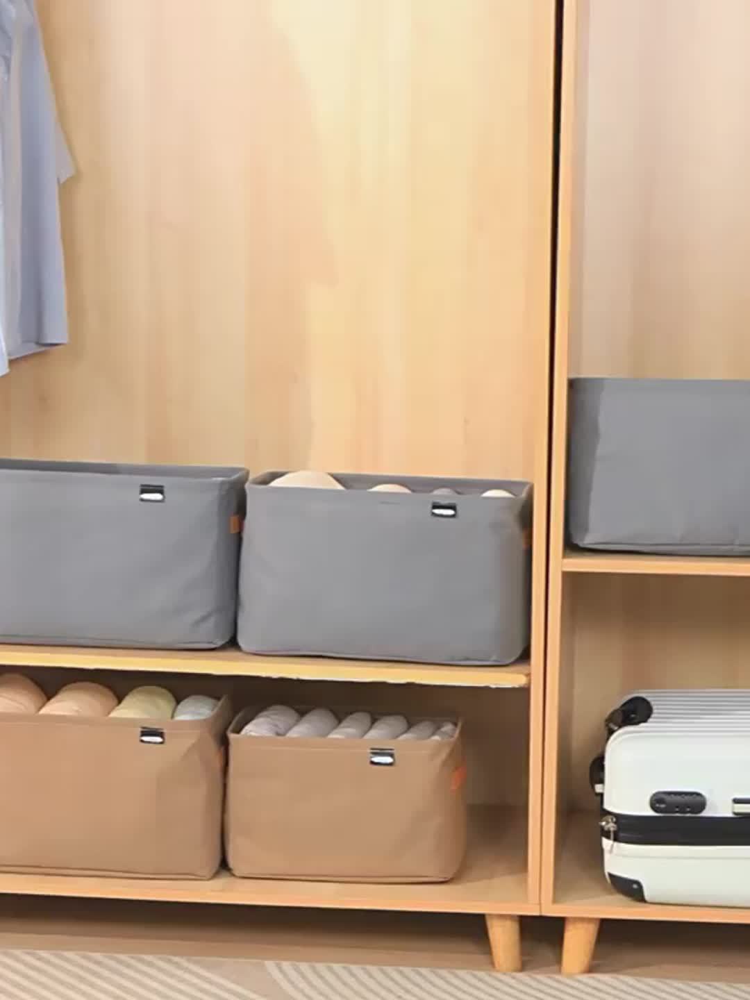 4pcs Classic Fabric Storage Boxes with Handles