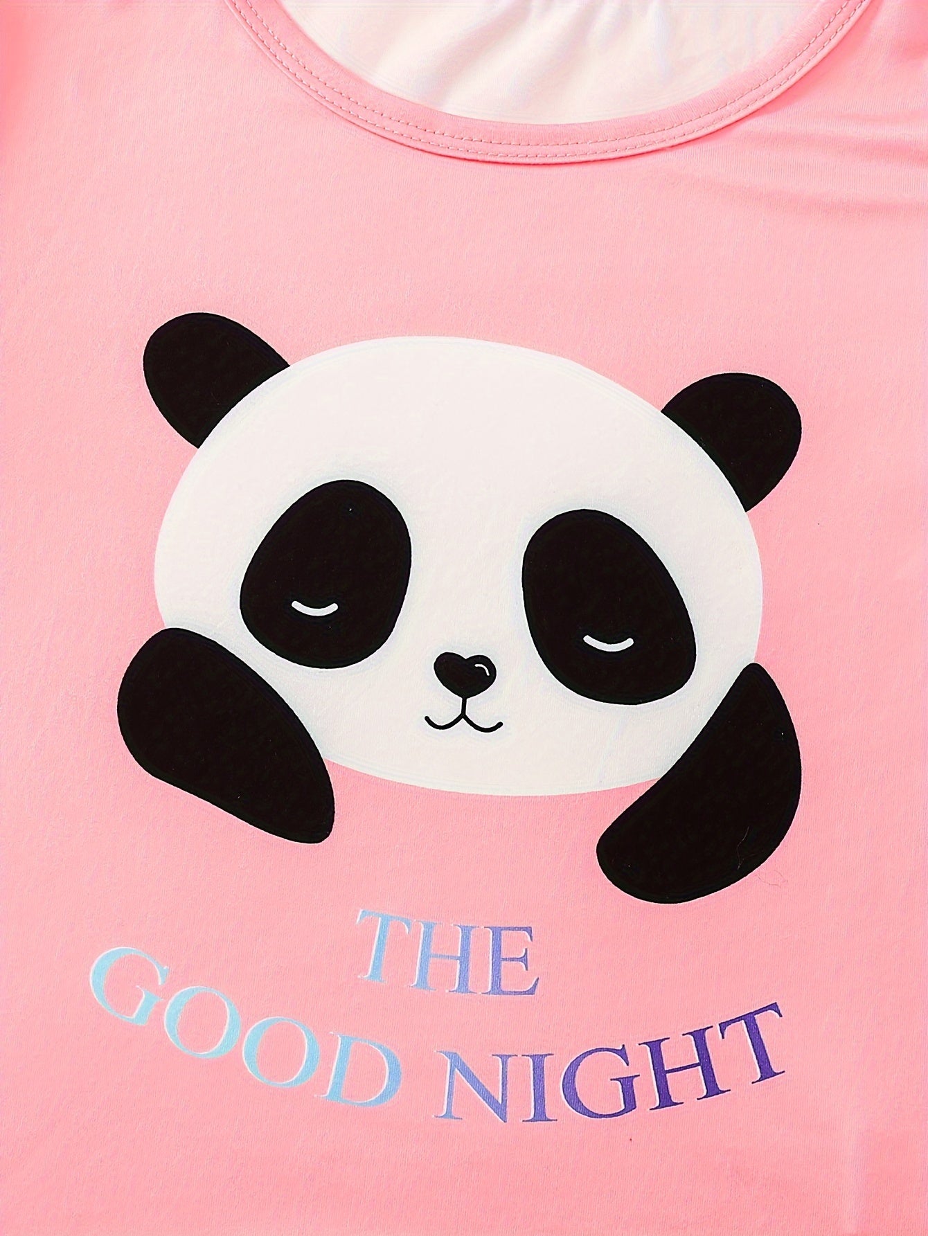 Girls' Long Sleeve Set of 6pcs with Round Neck T-Shirt, Panda Love