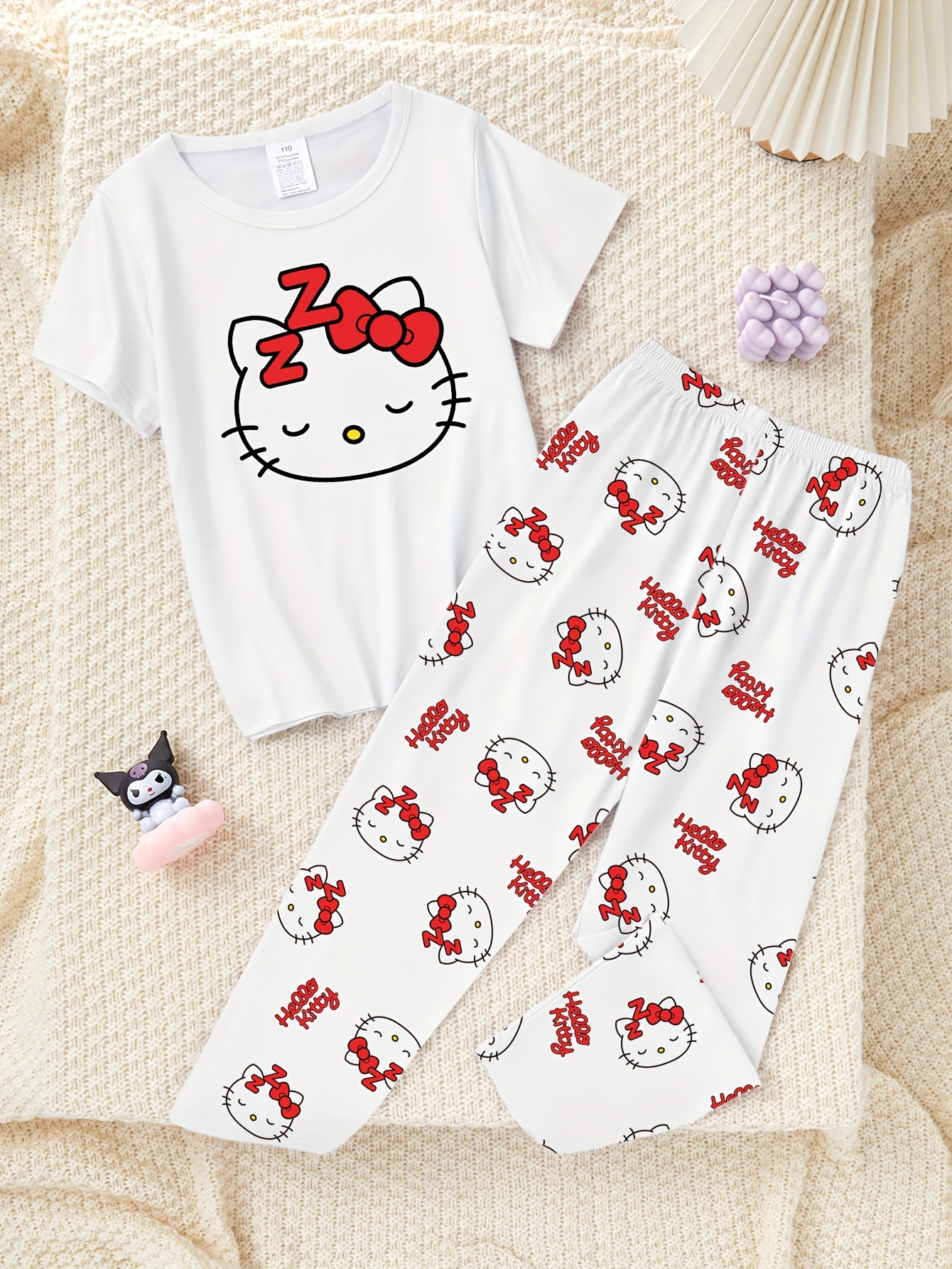 Flame-Retardant Licensed Sanrio Girls' Cute Pink Hello Kitty Sleepwear