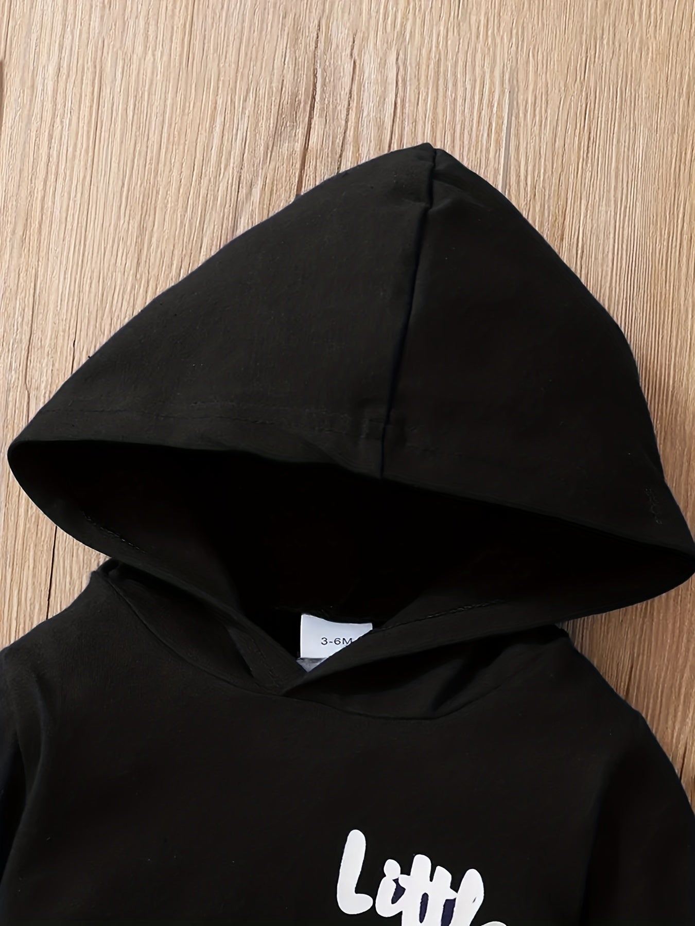 2pcs Boys' Hooded Long-Sleeve Letter Print Bodysuit