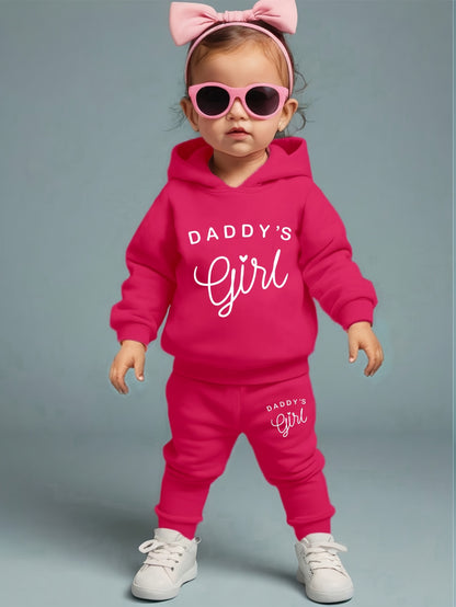 Baby Girl's DADDY'S GIRL Letter Pattern Hoodie & Casual Long Pants