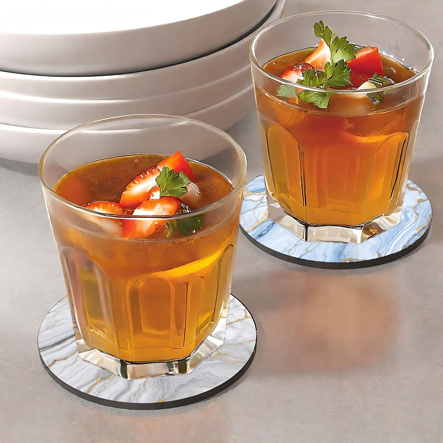 6 Golden Marbled Coasters Designed for Beverages