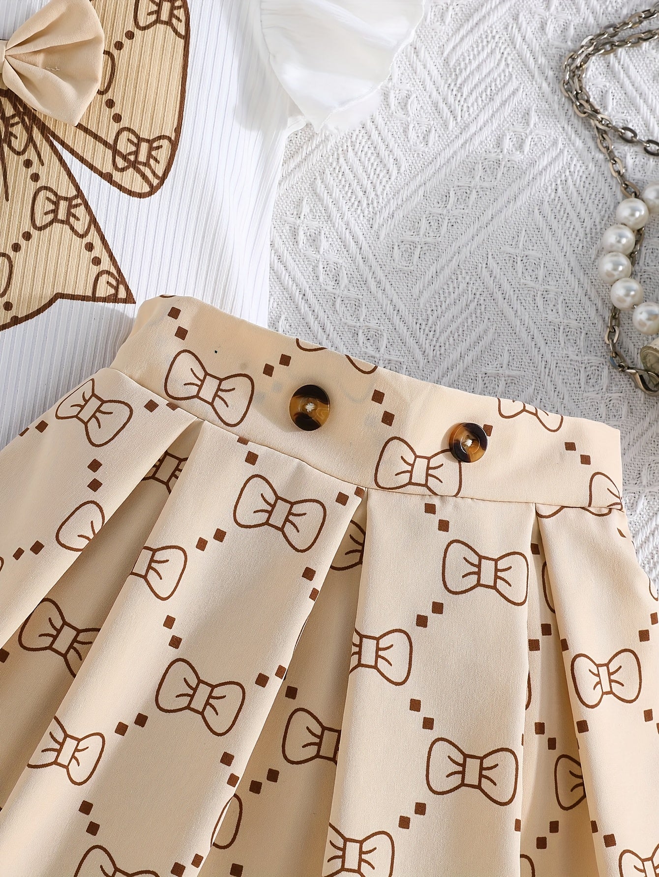 Girls' Plaid Print Skirt Set