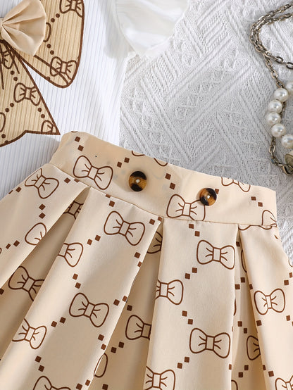 Girls' Plaid Print Skirt Set