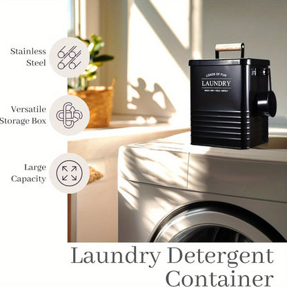 1pc Modern Farmhouse Metal Laundry Soap Dispenser with Scoop