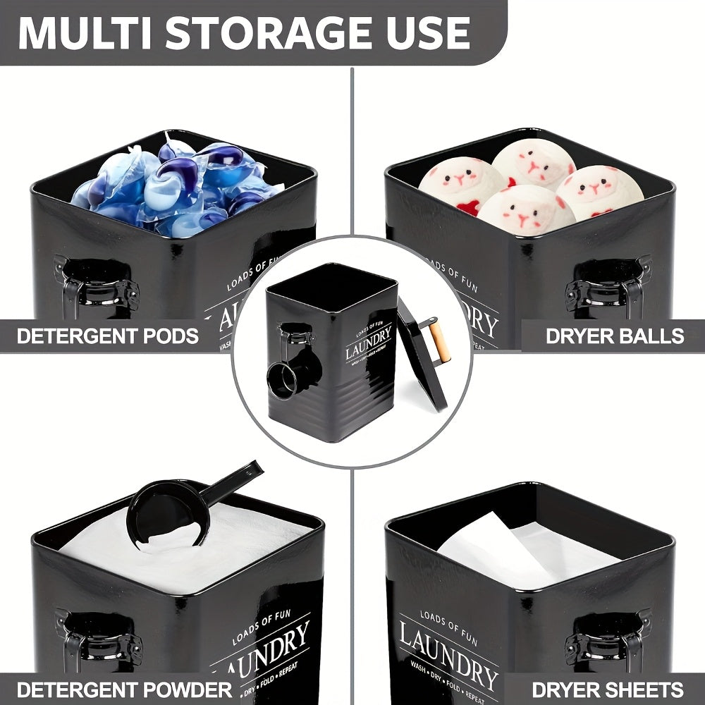 1pc Modern Farmhouse Metal Laundry Soap Dispenser with Scoop