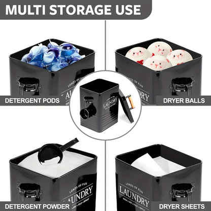 1pc Modern Farmhouse Metal Laundry Soap Dispenser with Scoop