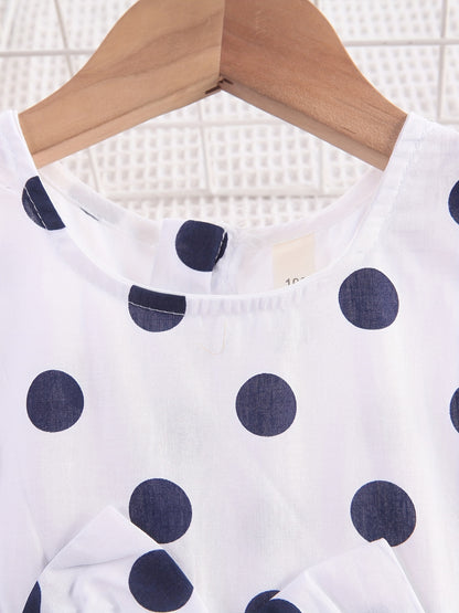 Girls' Bohemian Polka Dot Sleeveless Dress