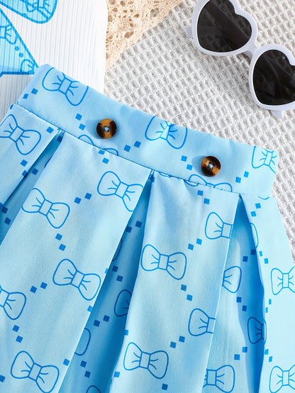 Girls' Plaid Print Skirt Set