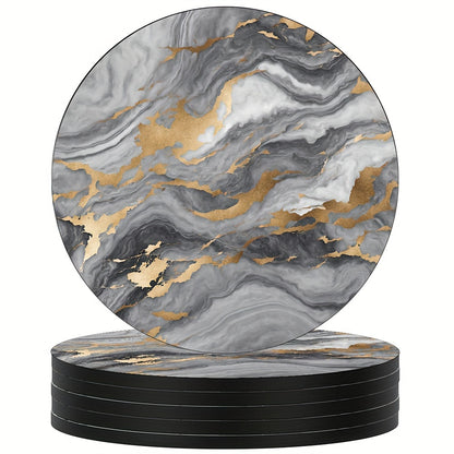 6 Golden Marbled Coasters Designed for Beverages