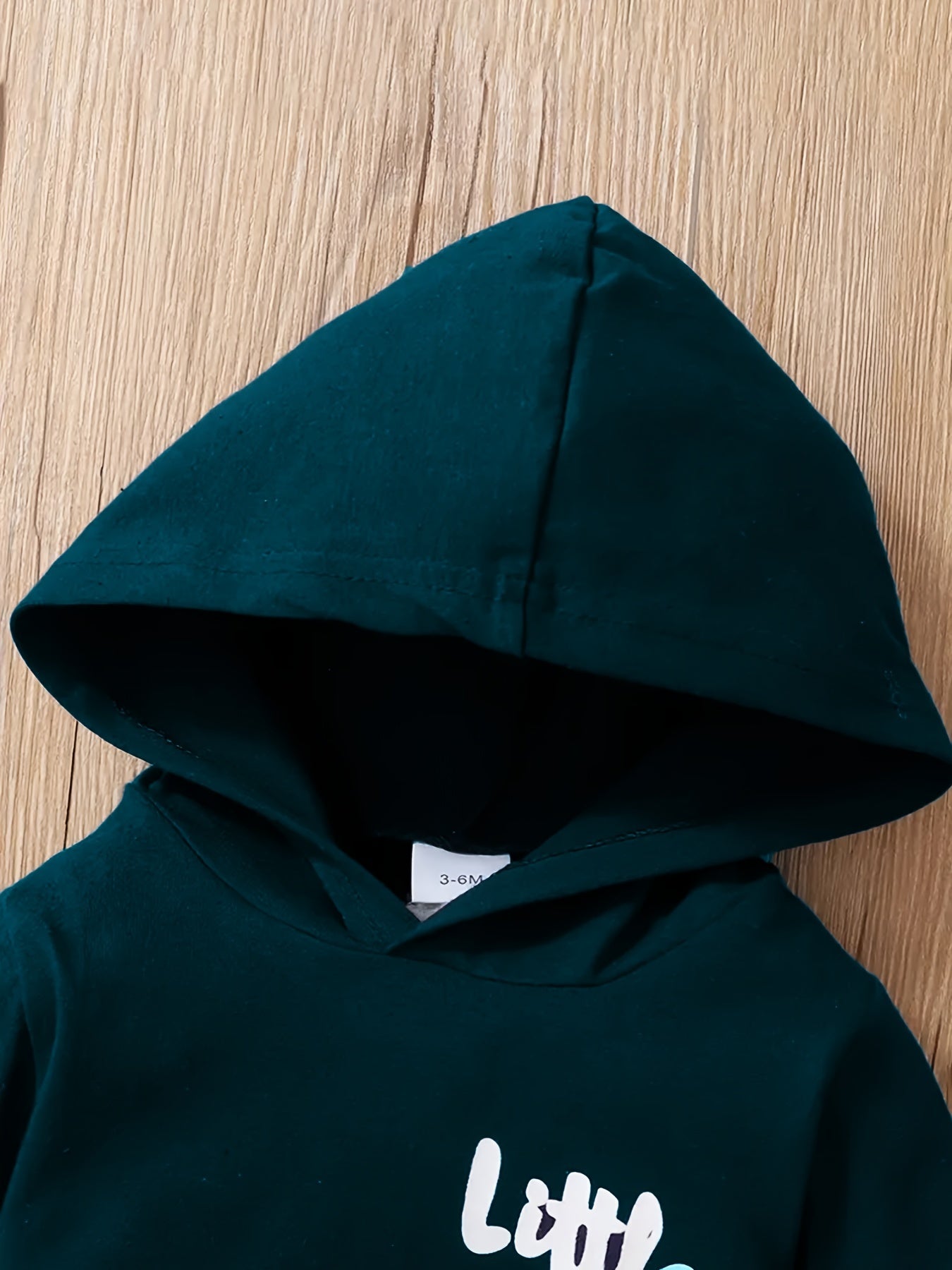 2pcs Boys' Hooded Long-Sleeve Letter Print Bodysuit