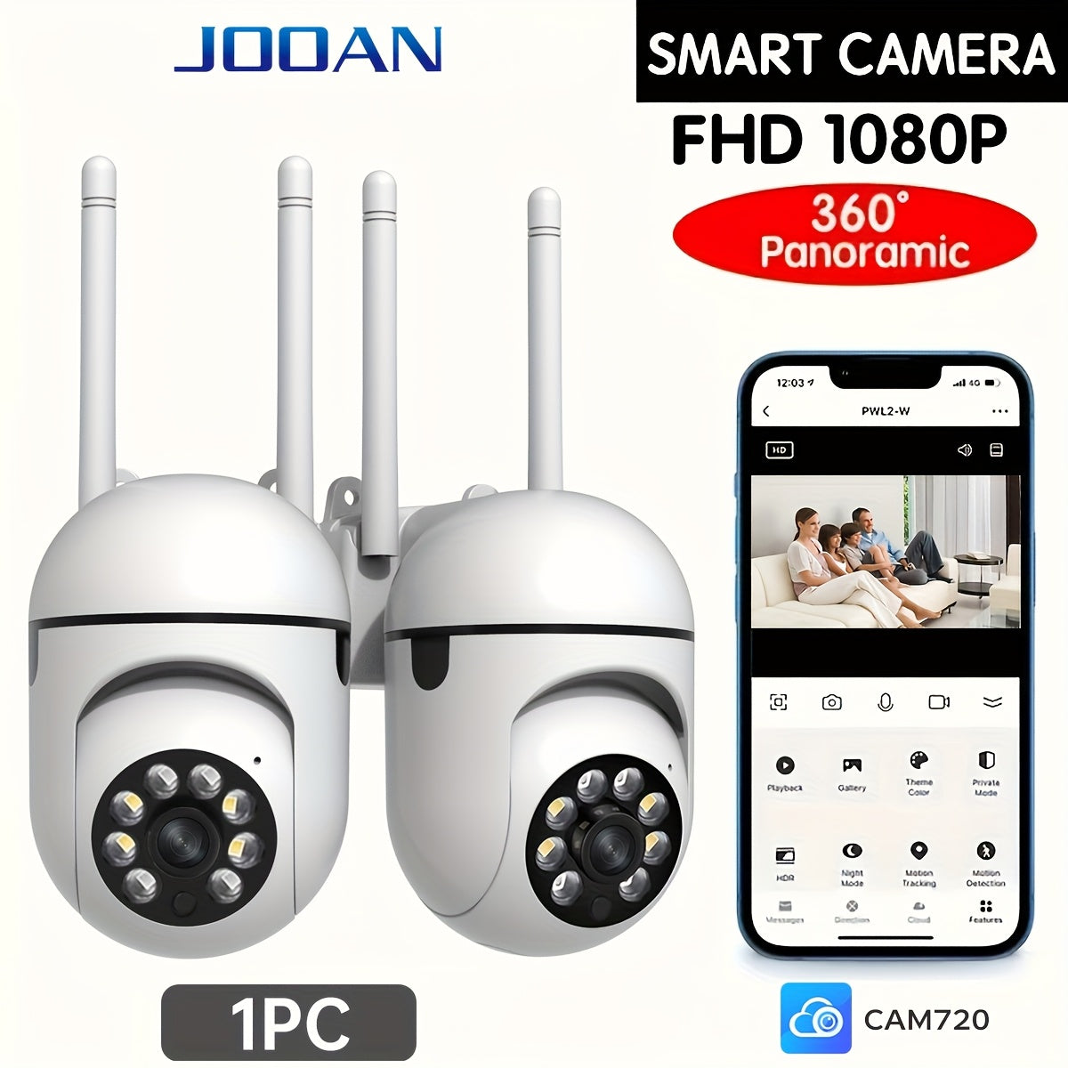 1pc Camera with Full Color Night Vision Wireless WIFI 1080P Full HD Indoor/Outdoor