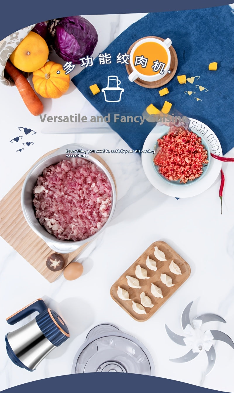 5L Multifunctional Electric Chopper Food Processor Stainless Steel Five-Speed