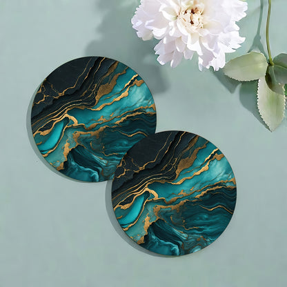 6 Golden Marbled Coasters Designed for Beverages