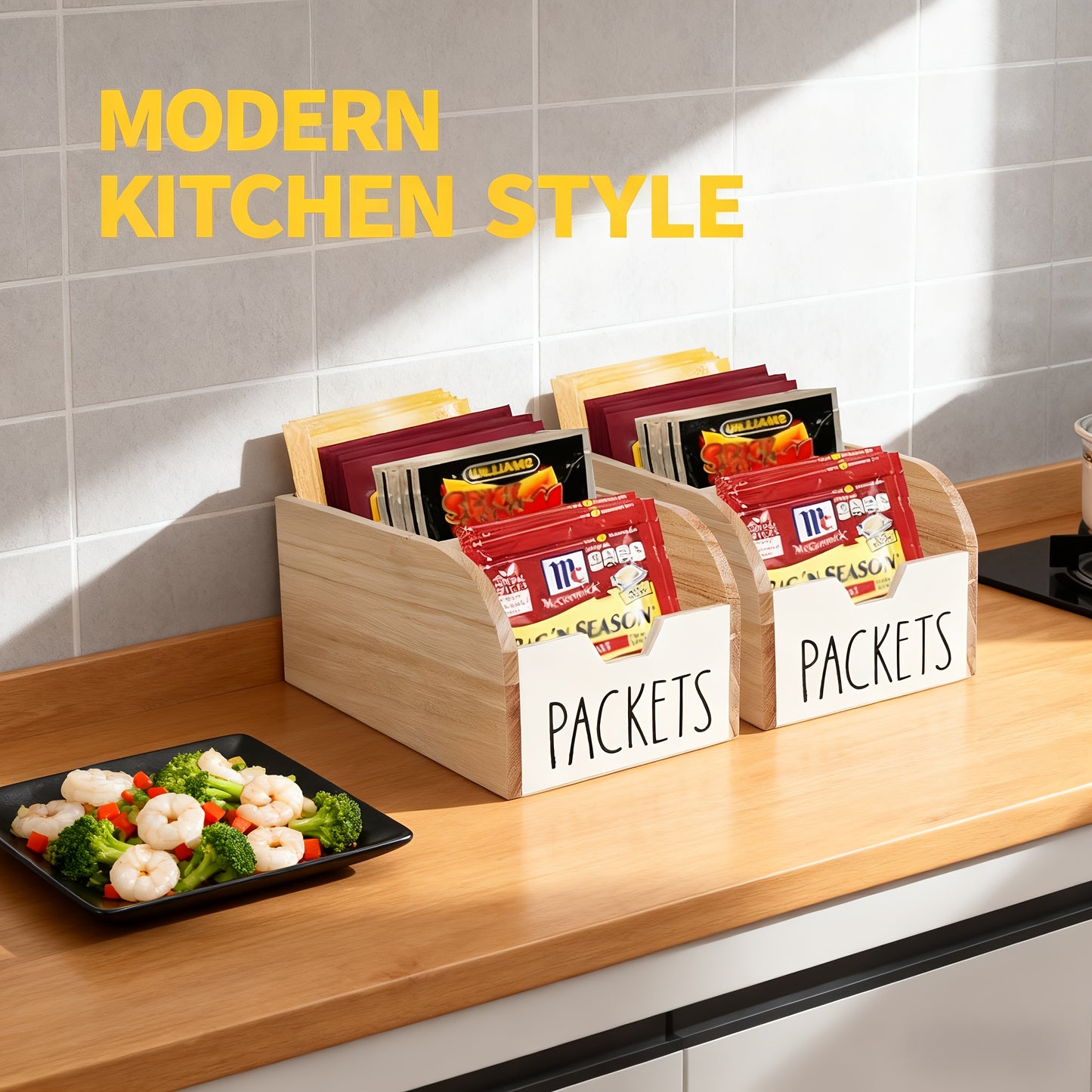 Wooden Two-Piece Seasoning Packet Organizer