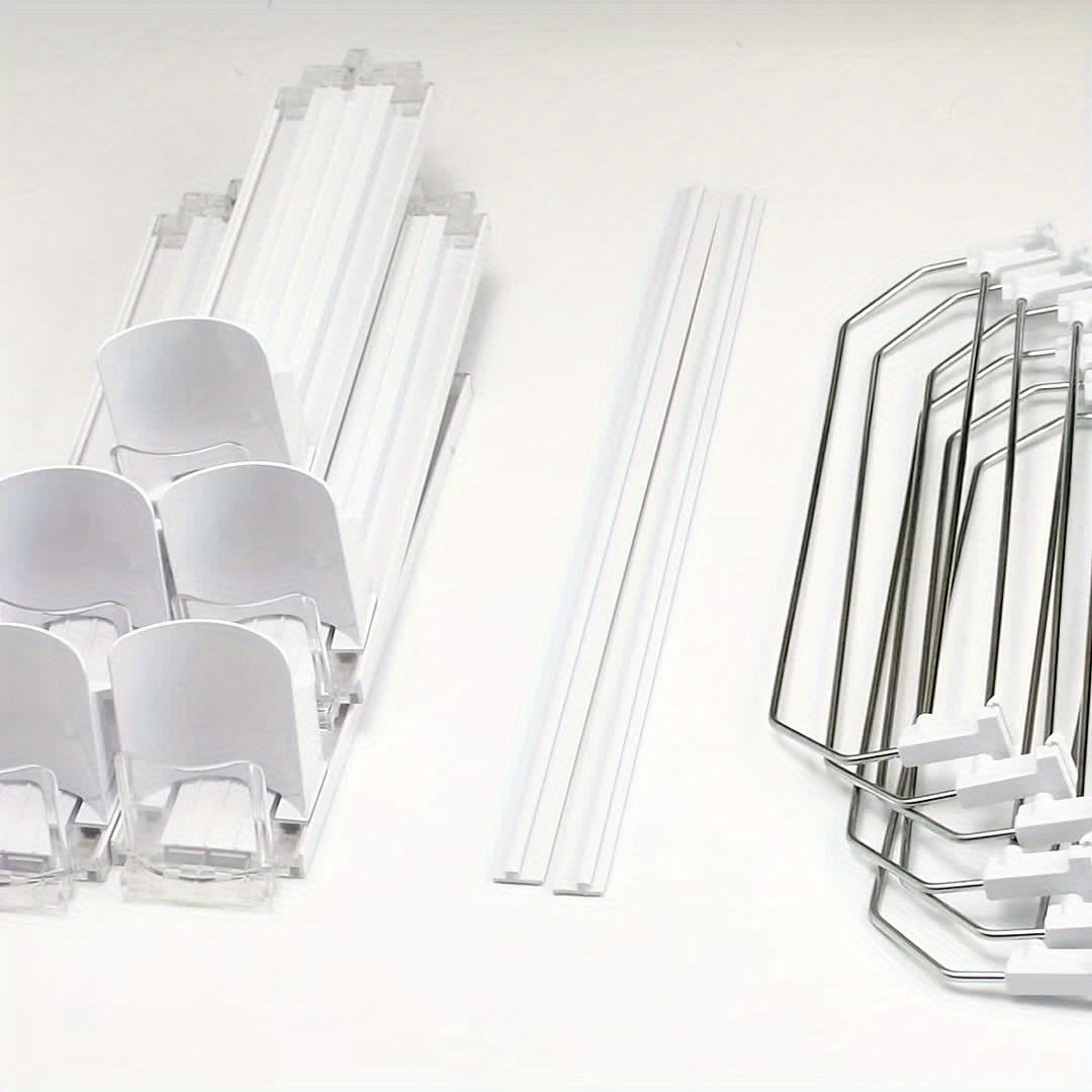 White Bar Refrigerator Beverage Organizer with Dual-Level Dividers and Soda Can Dispenser