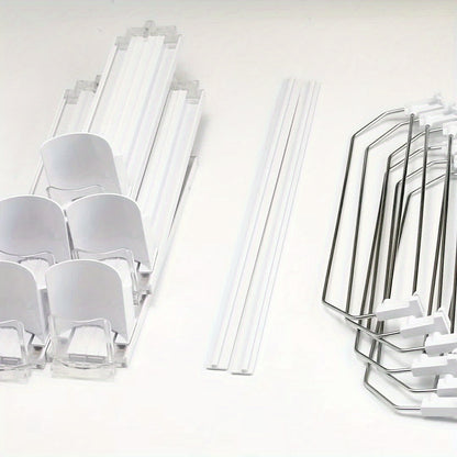 White Bar Refrigerator Beverage Organizer with Dual-Level Dividers and Soda Can Dispenser