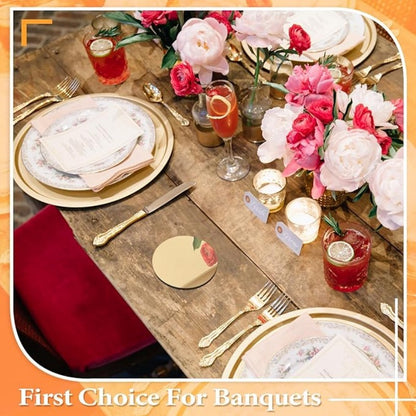 Golden Stainless Steel Coasters | 6pcs | 3.35 Inch Round | Mirror Finish