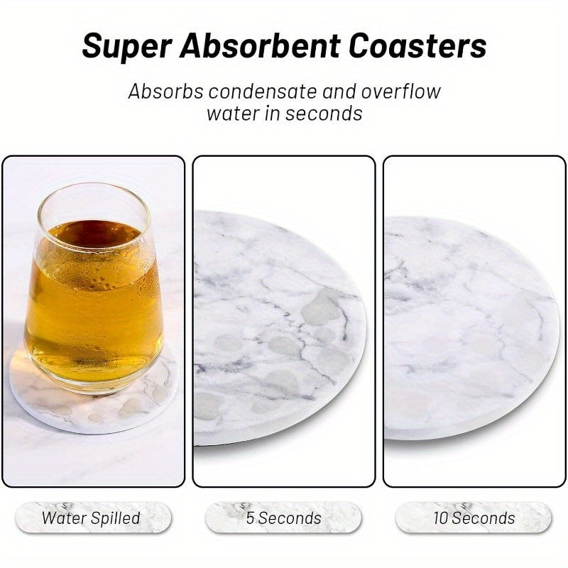 6-Pack Marble Style Ceramic Coasters with Holder