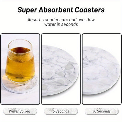 6-Pack Marble Style Ceramic Coasters with Holder