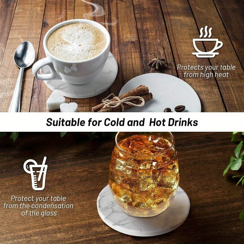 6-Pack Marble Style Ceramic Coasters with Holder