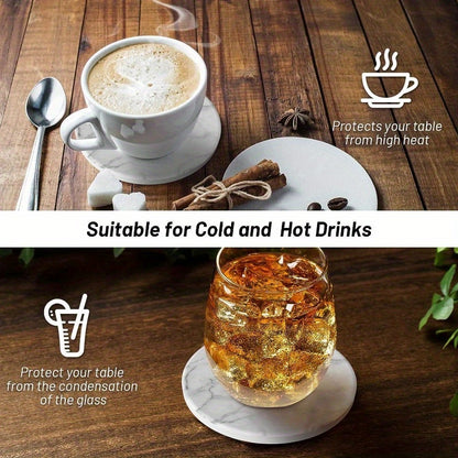 6-Pack Marble Style Ceramic Coasters with Holder