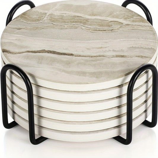 6pcs/set Beverage Coasters with Brackets, Absorbent