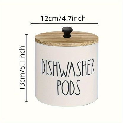 Rustic Wooden Dishwasher Pod Holder With Lid