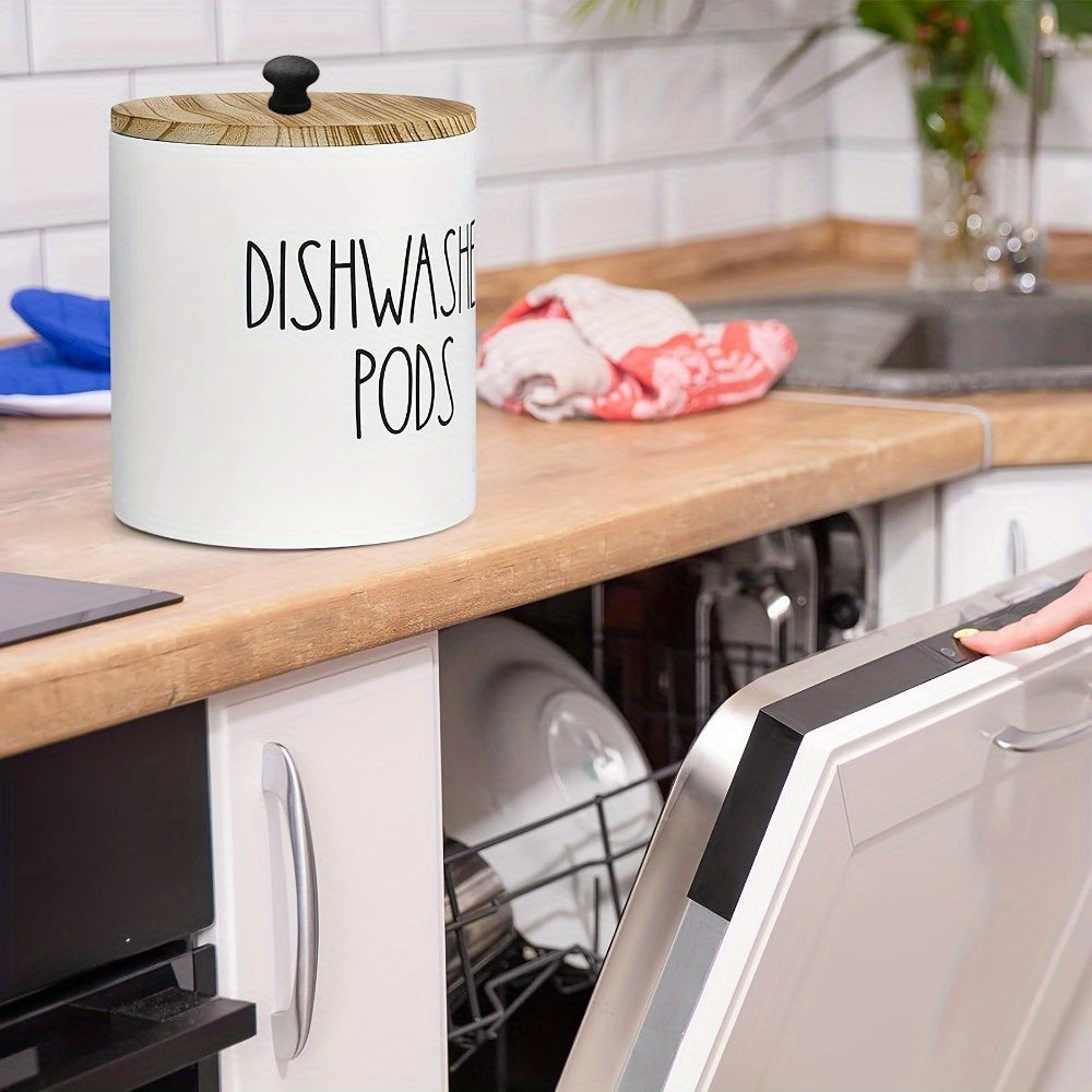 Rustic Wooden Dishwasher Pod Holder With Lid