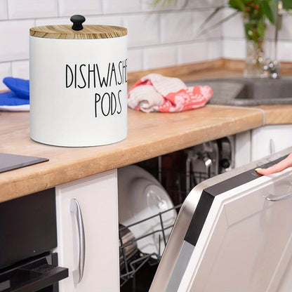 Rustic Wooden Dishwasher Pod Holder With Lid