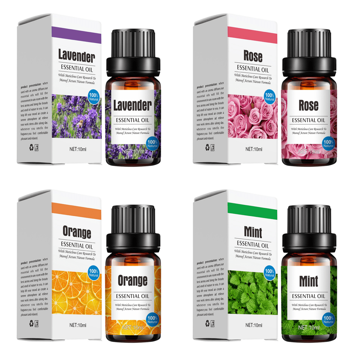Essential Oil Set: Lavender, Lemon, Mint, Chamomile, Deep Sea, And Rose