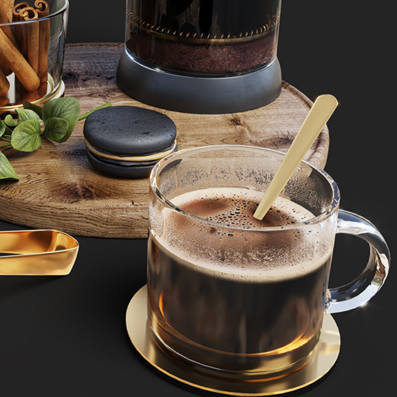 Golden Stainless Steel Coasters | 6pcs | 3.35 Inch Round | Mirror Finish